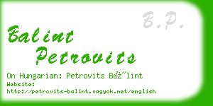 balint petrovits business card